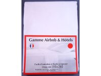 Lot 10 draps plat 180x240 cm coton uni blanc pour gîtes et hôtels