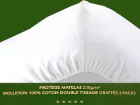 Protège matelas housse molleton 100% coton 230 g/m2 anti acariens